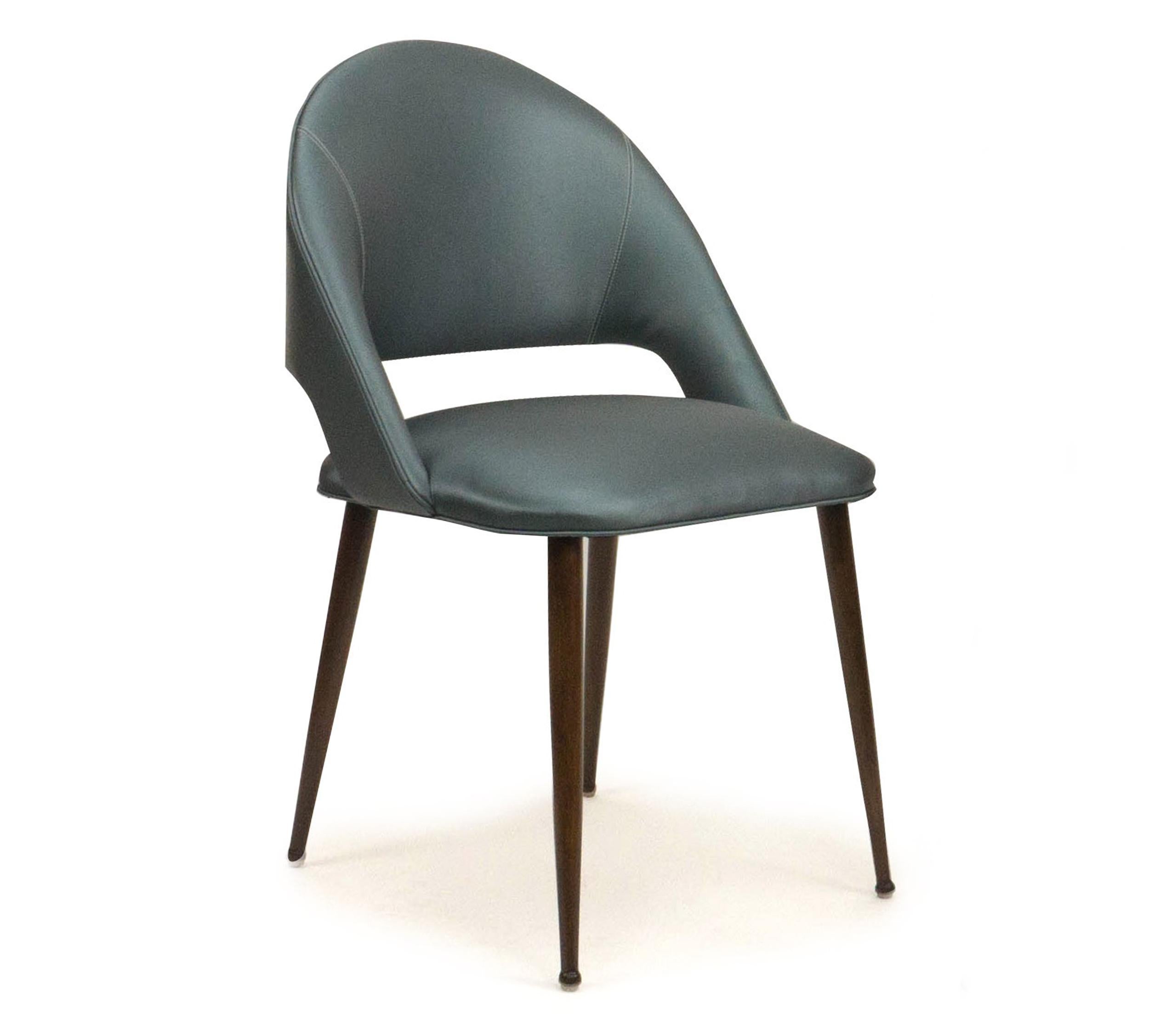 Art Deco Style Dining Chair with Round Legs and Vinyl Upholstery 'Customizable' For Sale 5