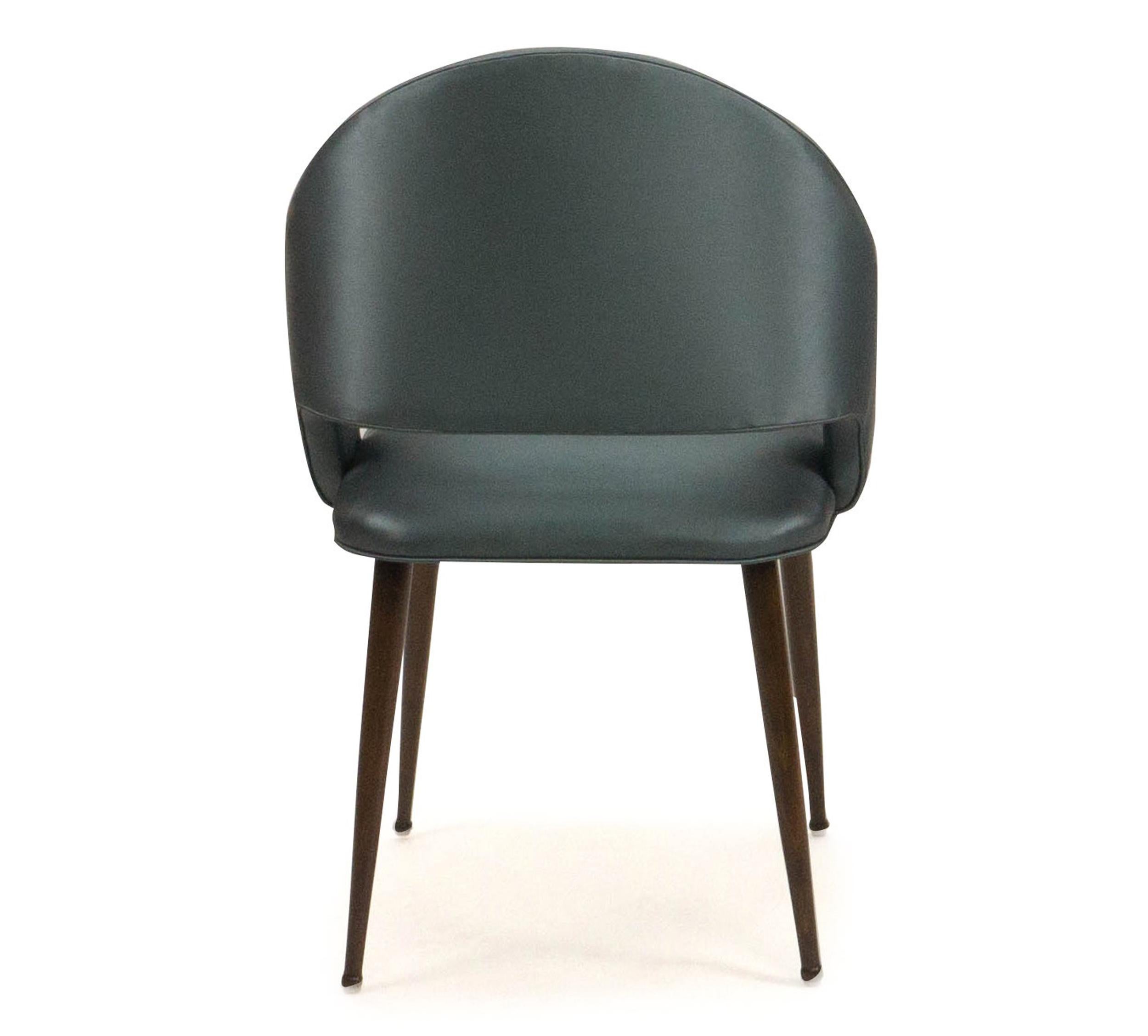 Art Deco Style Dining Chair with Round Legs and Vinyl Upholstery 'Customizable' For Sale 7
