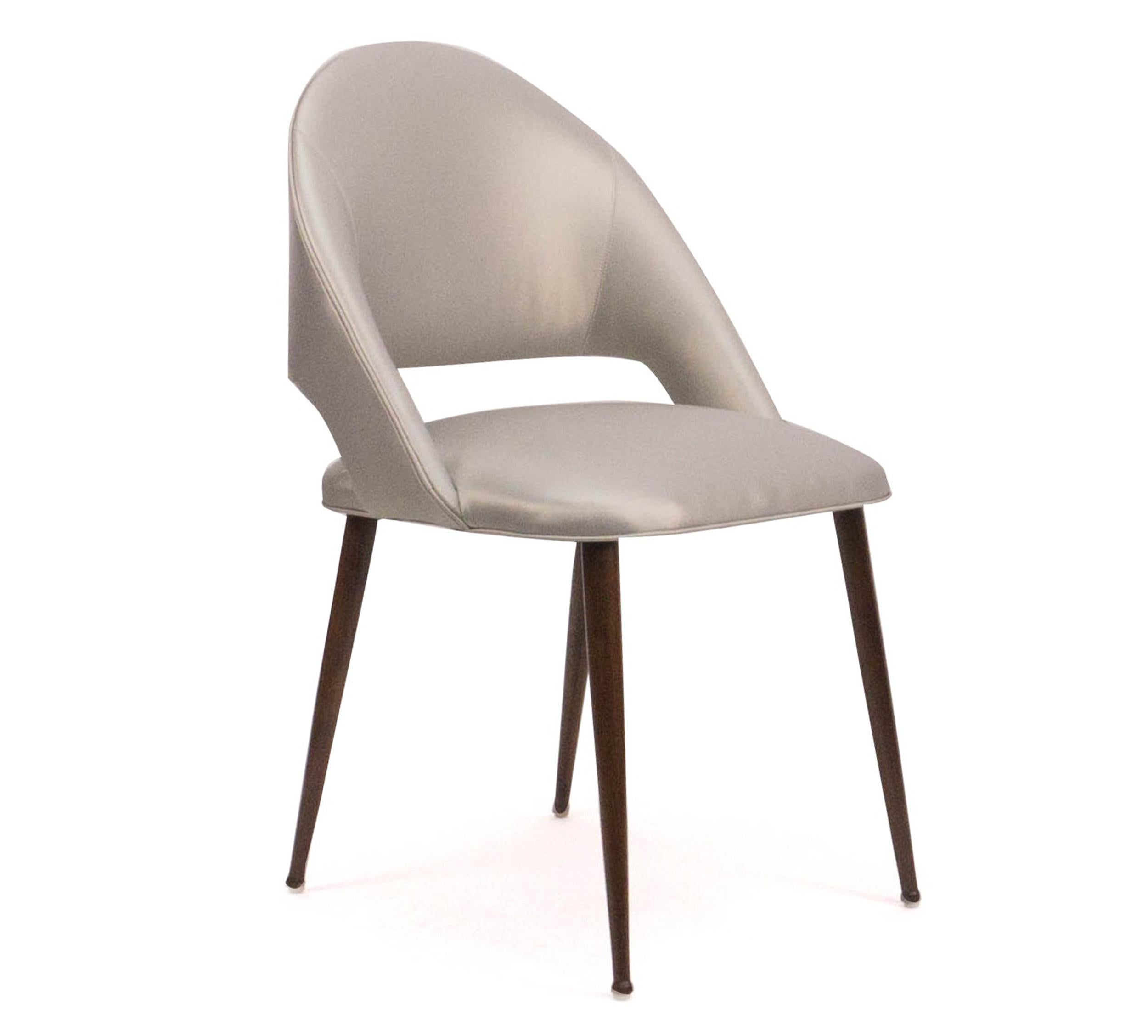 Contemporary Art Deco Style Dining Chair with Round Legs and Vinyl Upholstery 'Customizable' For Sale