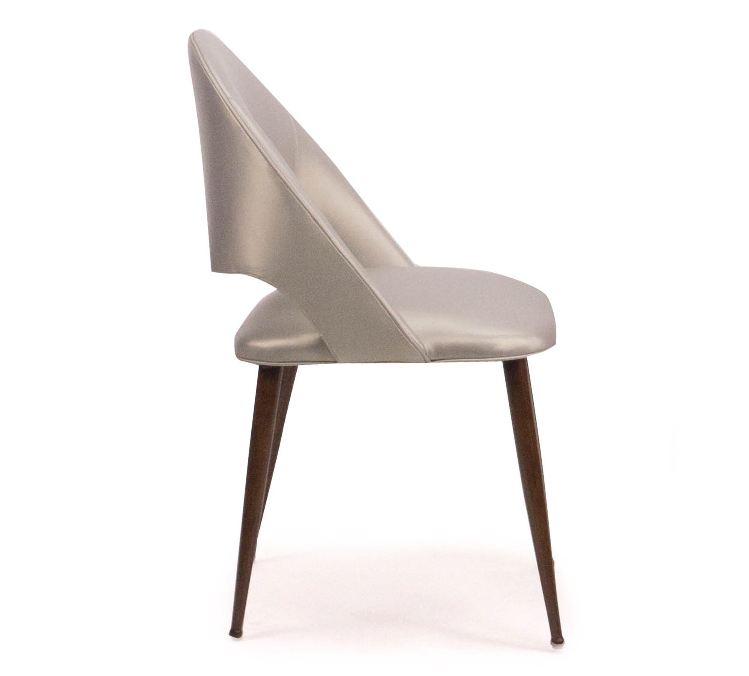 Tissu d'ameublement Chaise de salle à manger de style Art déco avec pieds ronds et tissu d'ameublement en vinyle « personnalisable » en vente