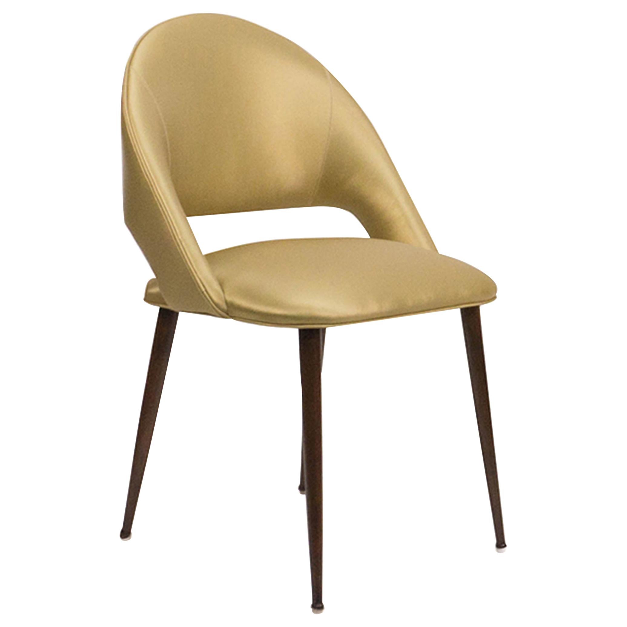 Art Deco Style Dining Chair with Round Legs and Vinyl Upholstery 'Customizable' For Sale