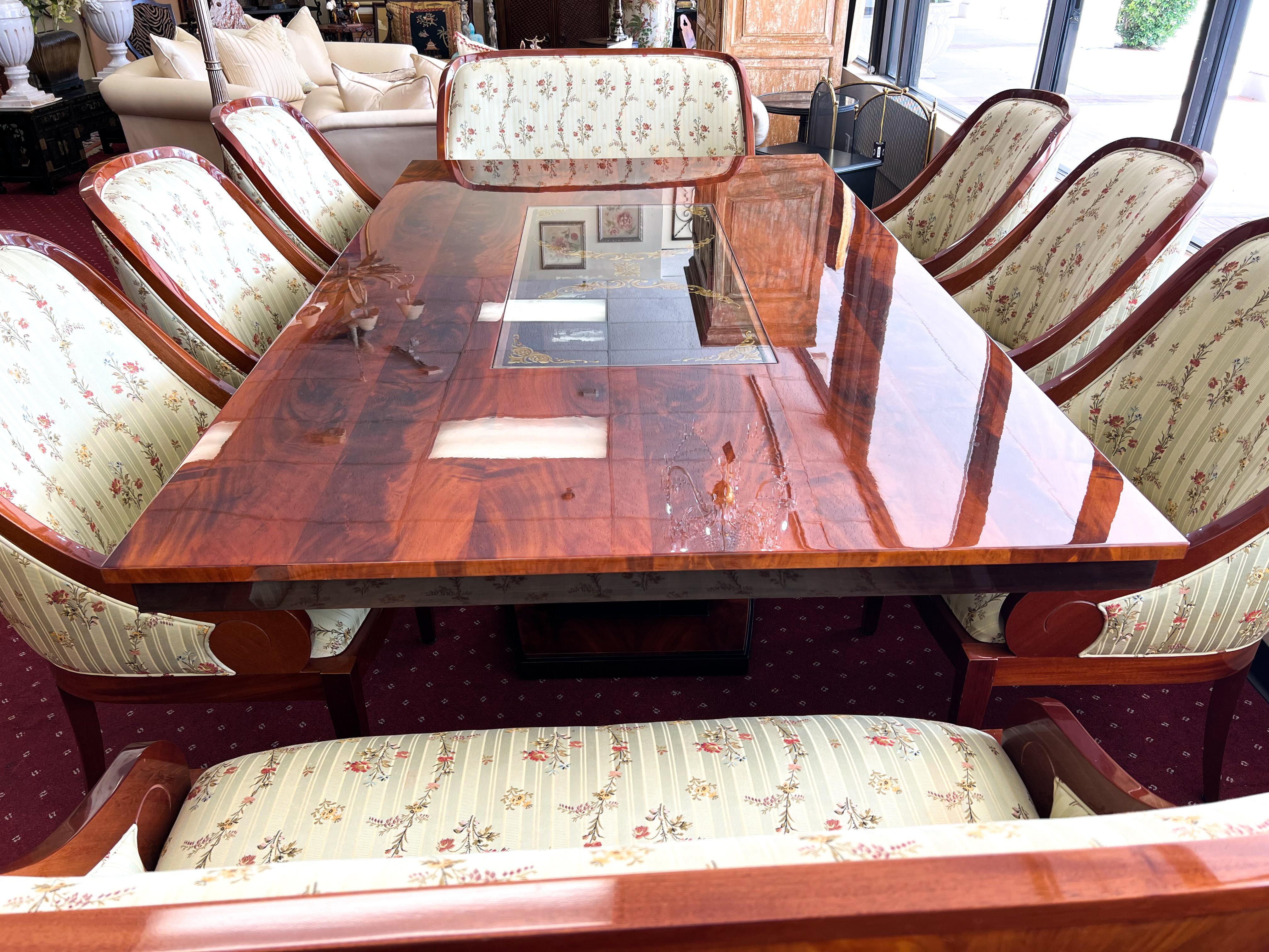 English Art Deco Style Dining Suite, 9 Pieces In Good Condition For Sale In Palm Beach Gardens, FL