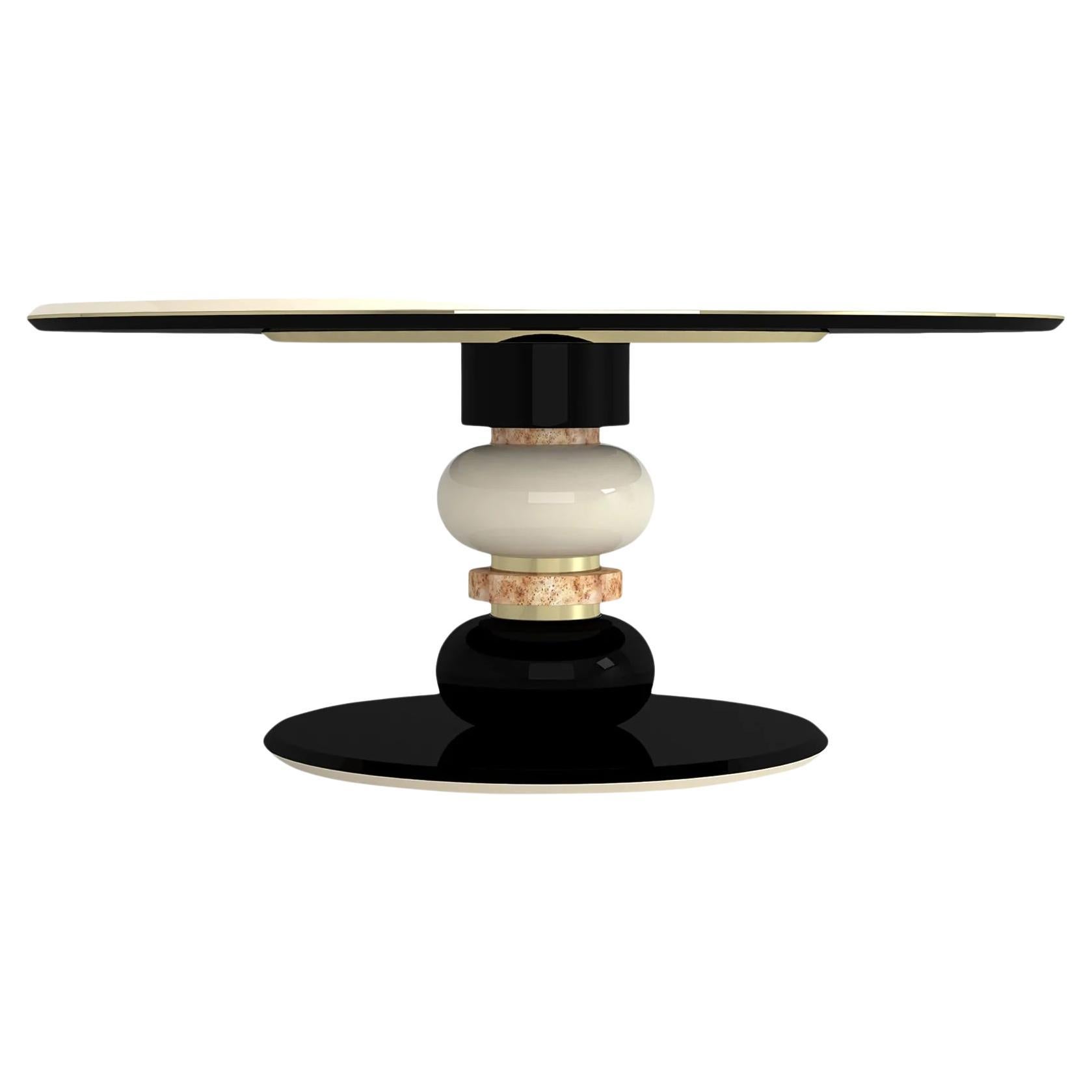 Mesa de Comedor Estilo Art Decó en Laca Francesa Alto Brillo