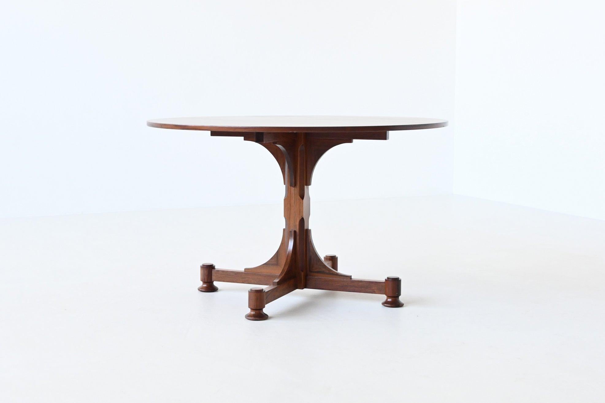 Mid-Century Modern Art Deco Style Dining Table in Rosewood, Italy 1960