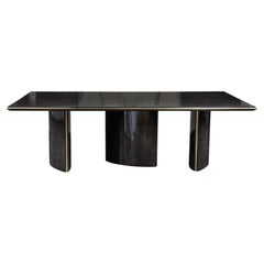 Art Deco Style Dining Table of Sycamore and Brass