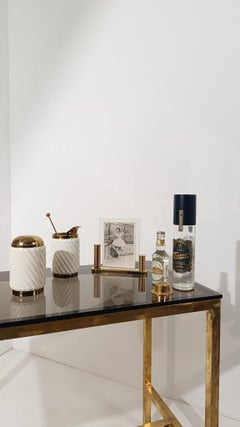 Art Deco Style Double Sided Pictures Frame in gilded Brass & Glass, 80s