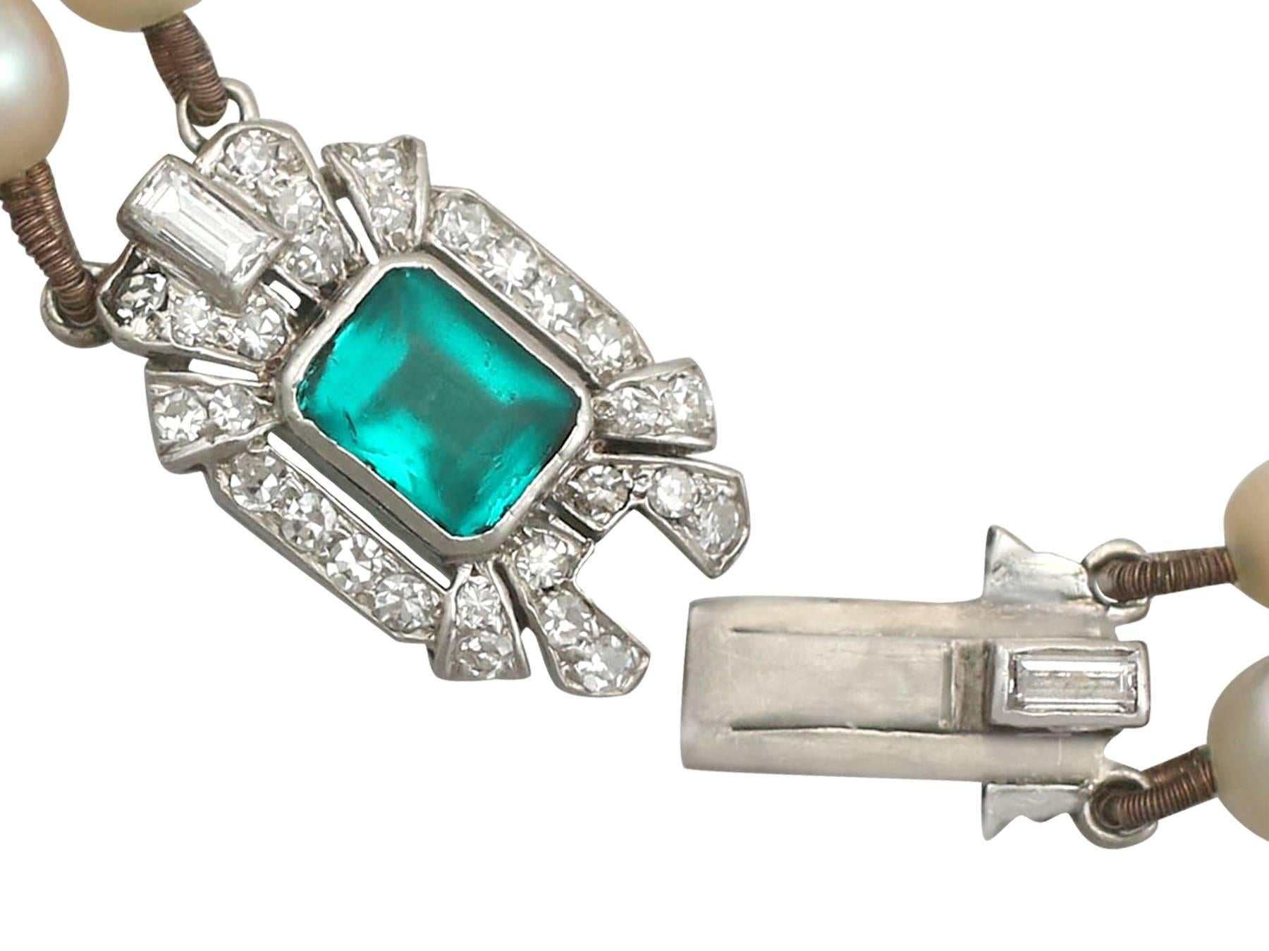 Collier de perles double rang avec fermoir en or blanc et diamants Unisexe en vente