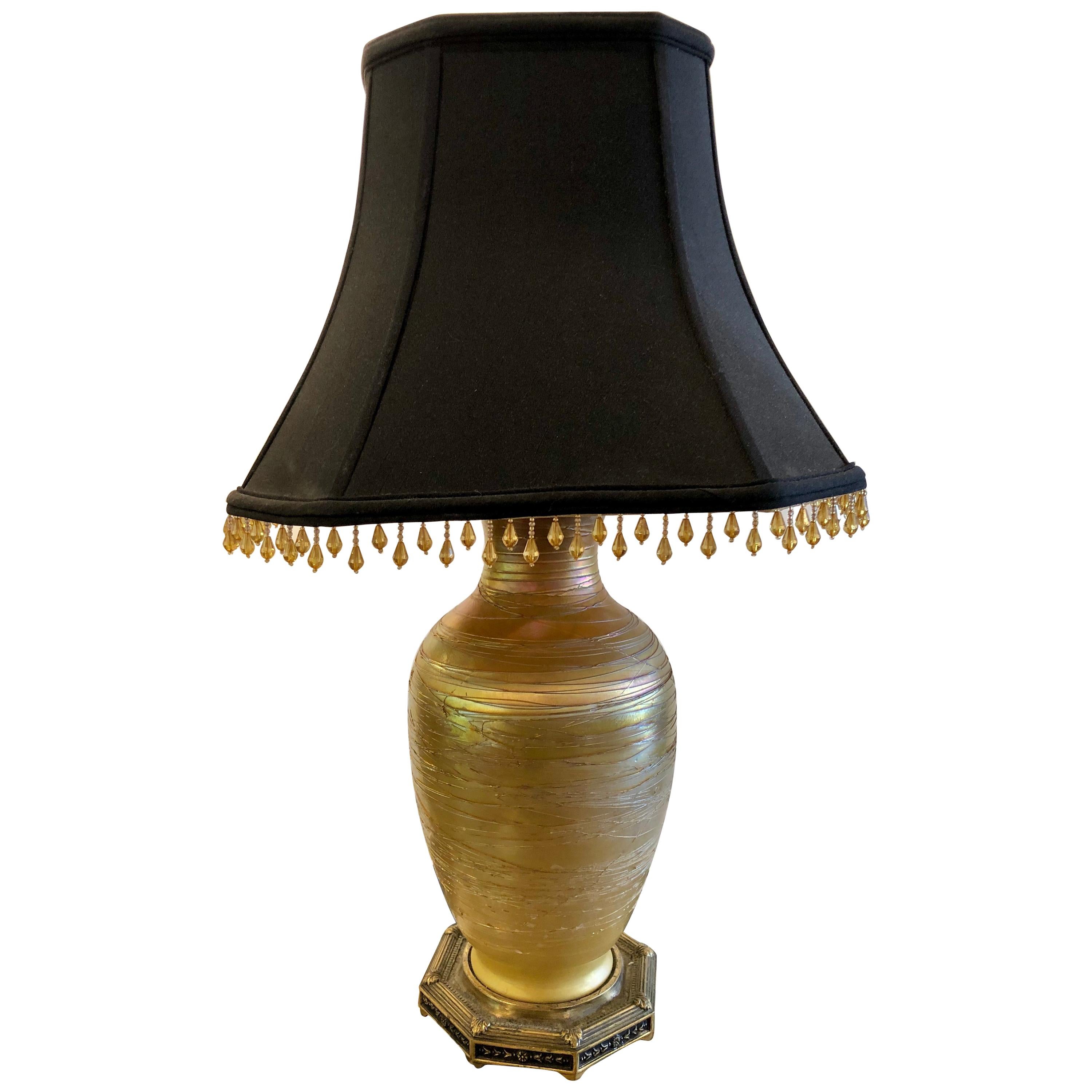 Art Deco Style Durand Fashion Art Glass Table Lamp with Custom Shade