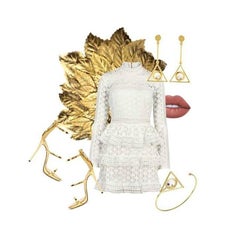 Art Deco Style Earrings with Floating Stones in Gold