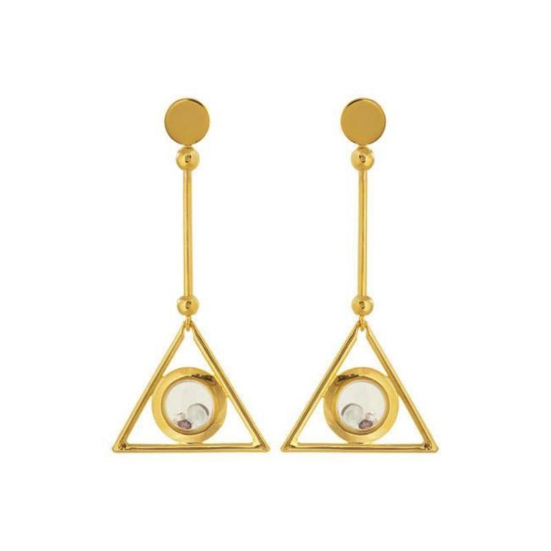 Art Deco Style Earrings with Floating Stones in Gold For Sale