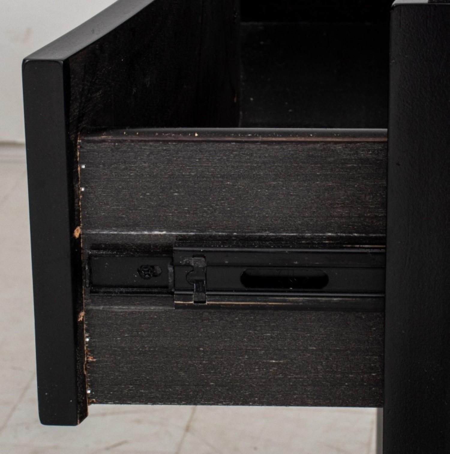 American Art Deco Style Ebonized Bedside End Tables, Pair For Sale