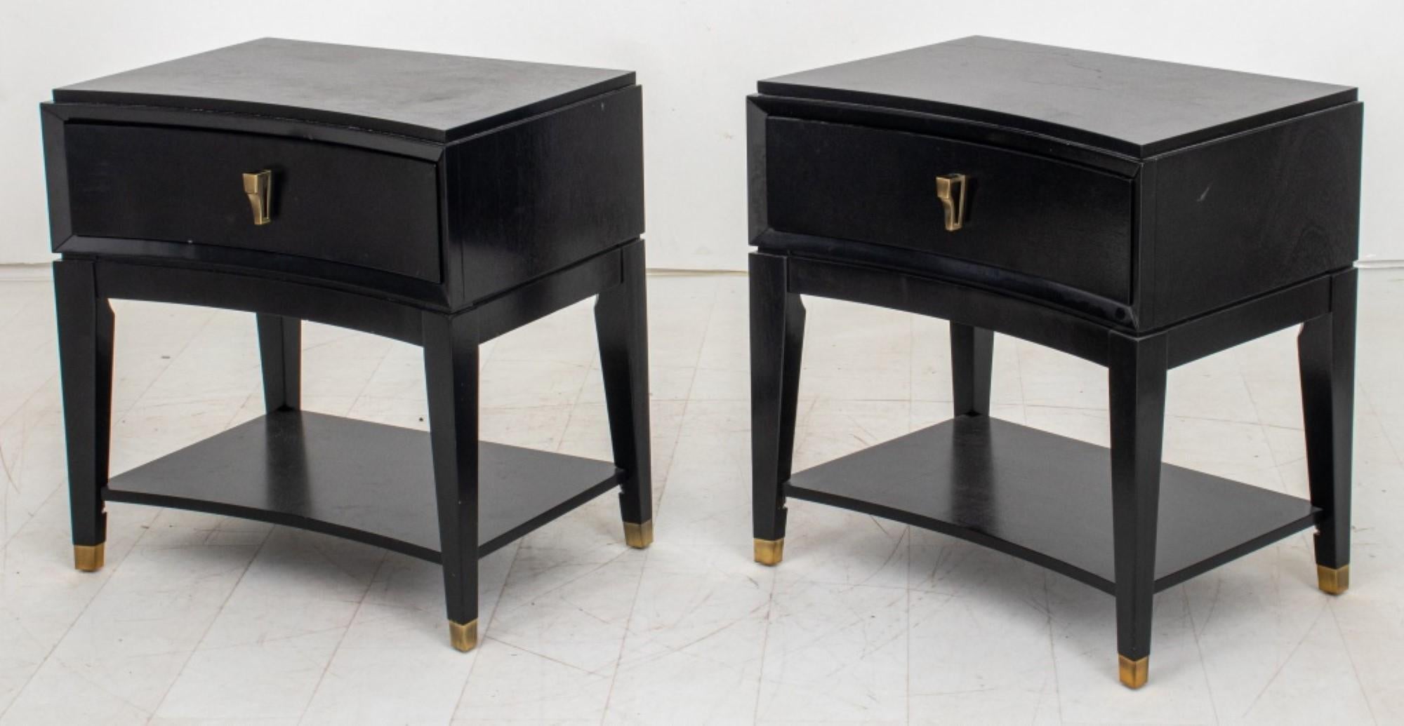 Art Deco Style Ebonized Bedside End Tables, Pair For Sale 1