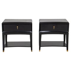 Art Deco Style Ebonized Bedside End Tables, Pair