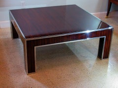 Table basse de style Art Déco en ébène de Macassar et nickel poli