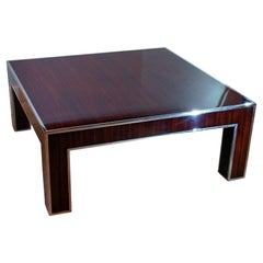 Art Deco Style Ebony deMacassar and Polished Nickel Low Table