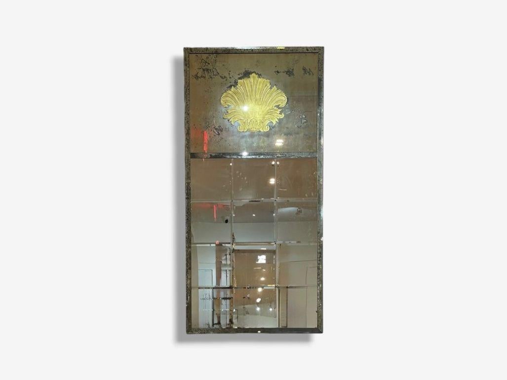 American Art Deco Style, Eglomise Glass, Beveled Mirror, Monumental Wall Mirrors, 1960s For Sale