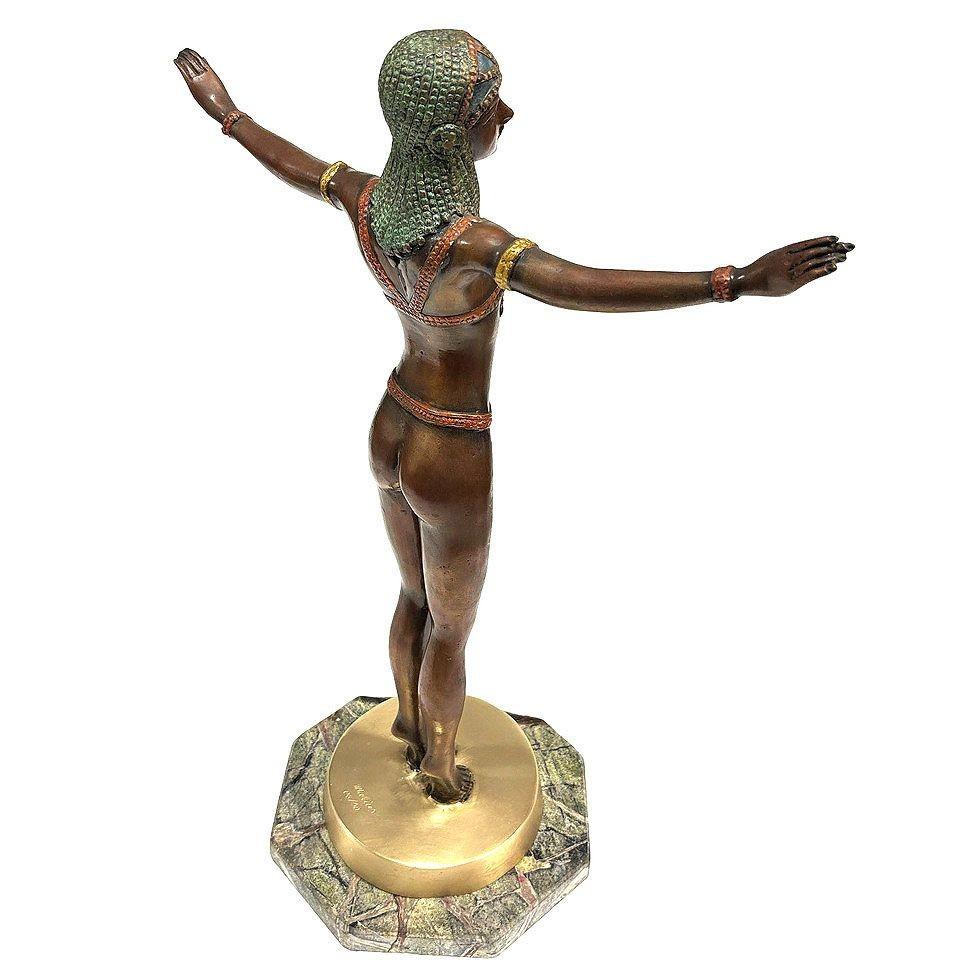 Art Deco Style Egyptian Belly Dancer Bronze Sculpture on Marble Base by Marius In Excellent Condition For Sale In Van Nuys, CA
