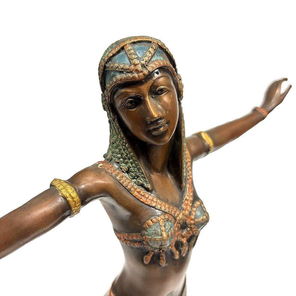 Mid-20th Century Art Deco Style Egyptian Belly Dancer Bronze Sculpture on Marble Base by Marius For Sale