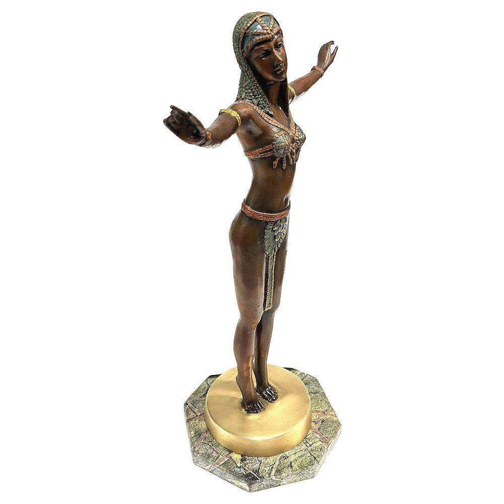 Art Deco Style Egyptian Belly Dancer Bronze Sculpture on Marble Base by Marius For Sale 1