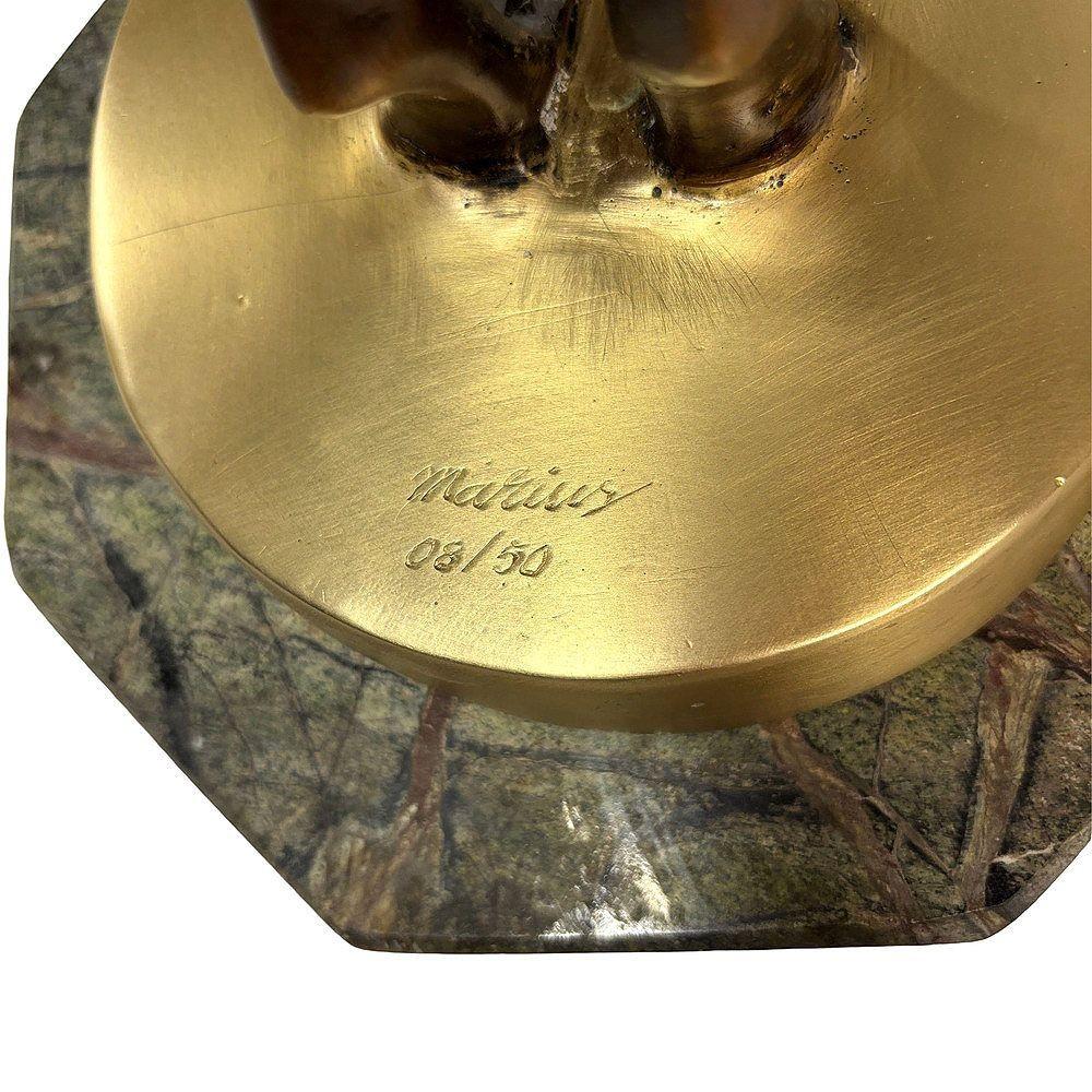 Art Deco Style Egyptian Belly Dancer Bronze Sculpture on Marble Base by Marius For Sale 2
