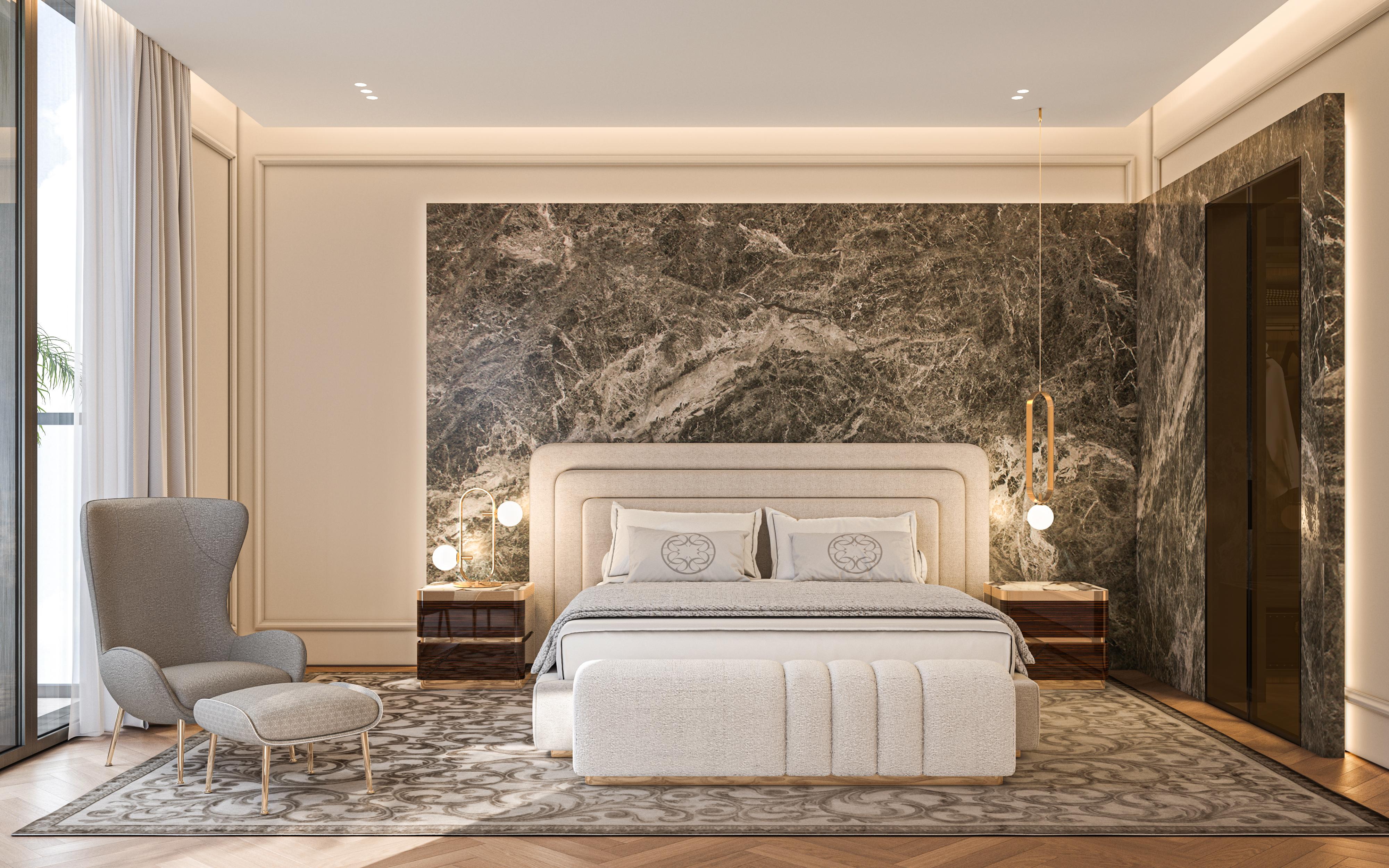 Art Déco Style Elie Saab Maison Tête de lit 100% laine Voyage Royal Bed Italy en vente 2