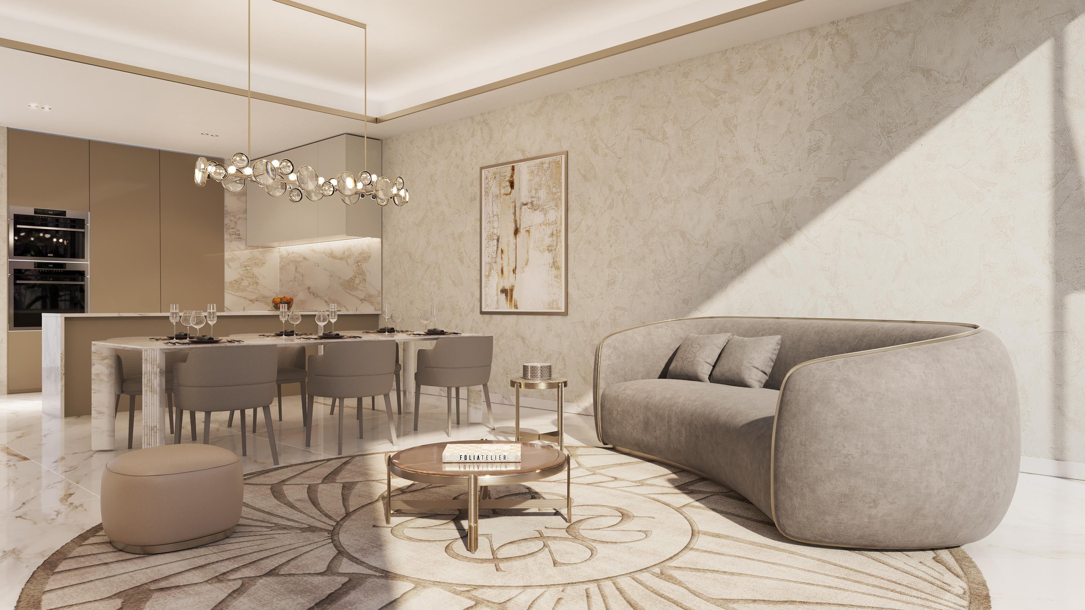 Table de salle à manger de style Art Déco Elie Saab Maison Calacatta en marbre doré, Italie en vente 8