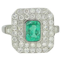 Vintage Art Deco Style Emerald and Diamond Ring