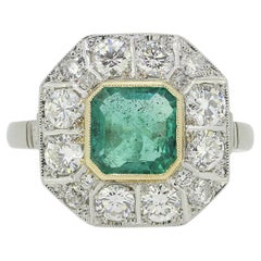 Art Deco Style Emerald and Diamond Ring