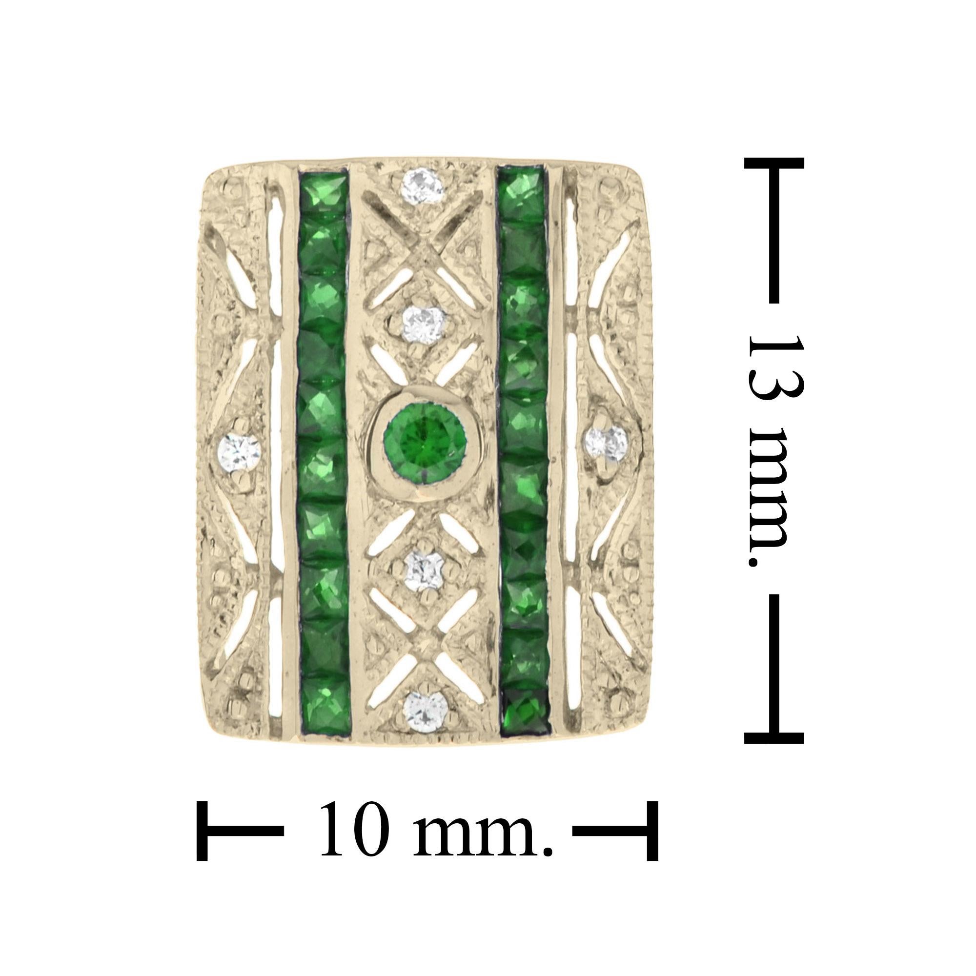 Quadratische Ohrstecker im Art-Déco-Stil mit Smaragd und Diamant aus 14 Karat Gelbgold im Zustand „Neu“ im Angebot in Bangkok, TH