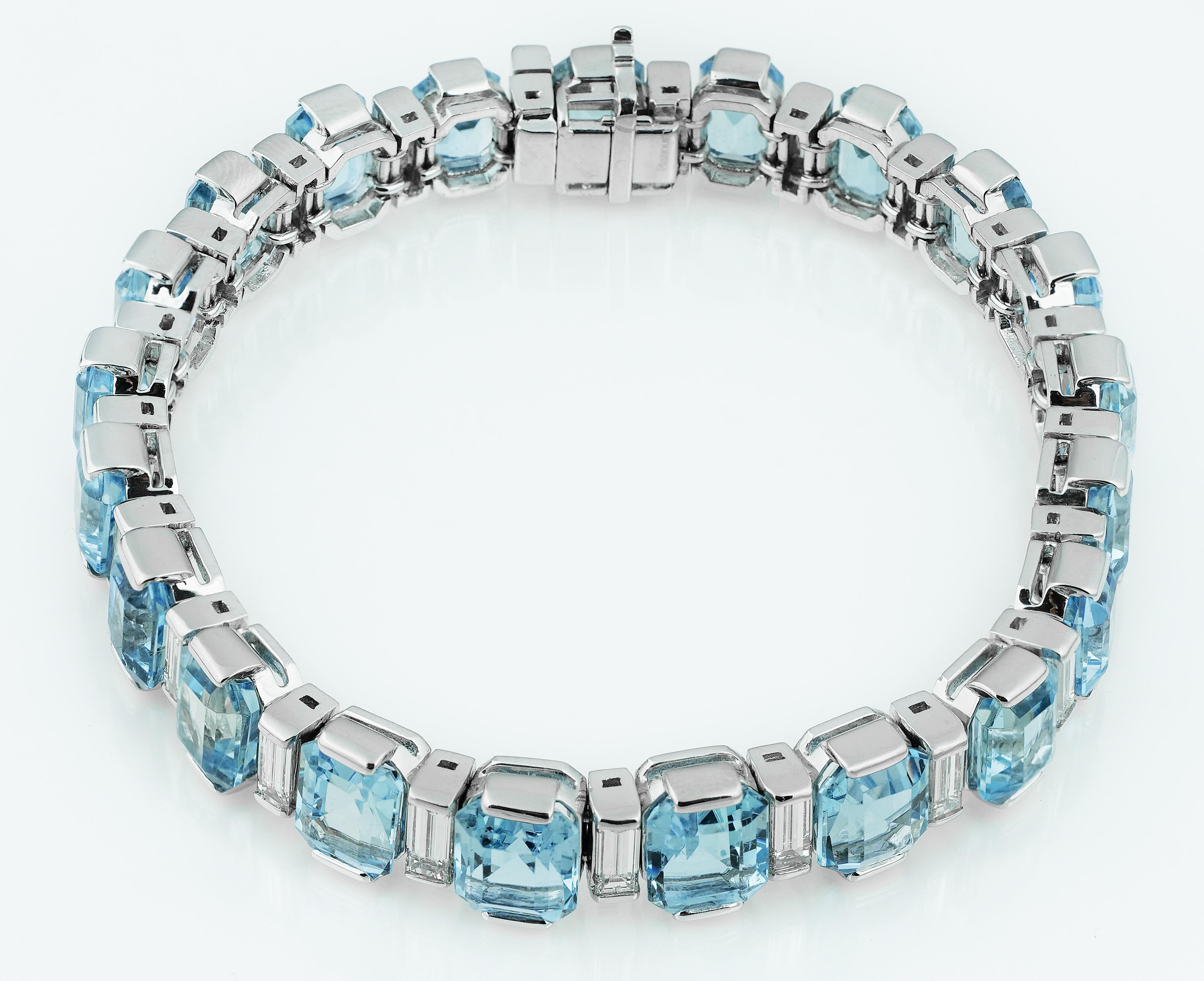 emerald cut aquamarine bracelet