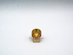 Art Deco Style Emerald Cut Emerald White Diamond Yellow Gold Cocktail Ring