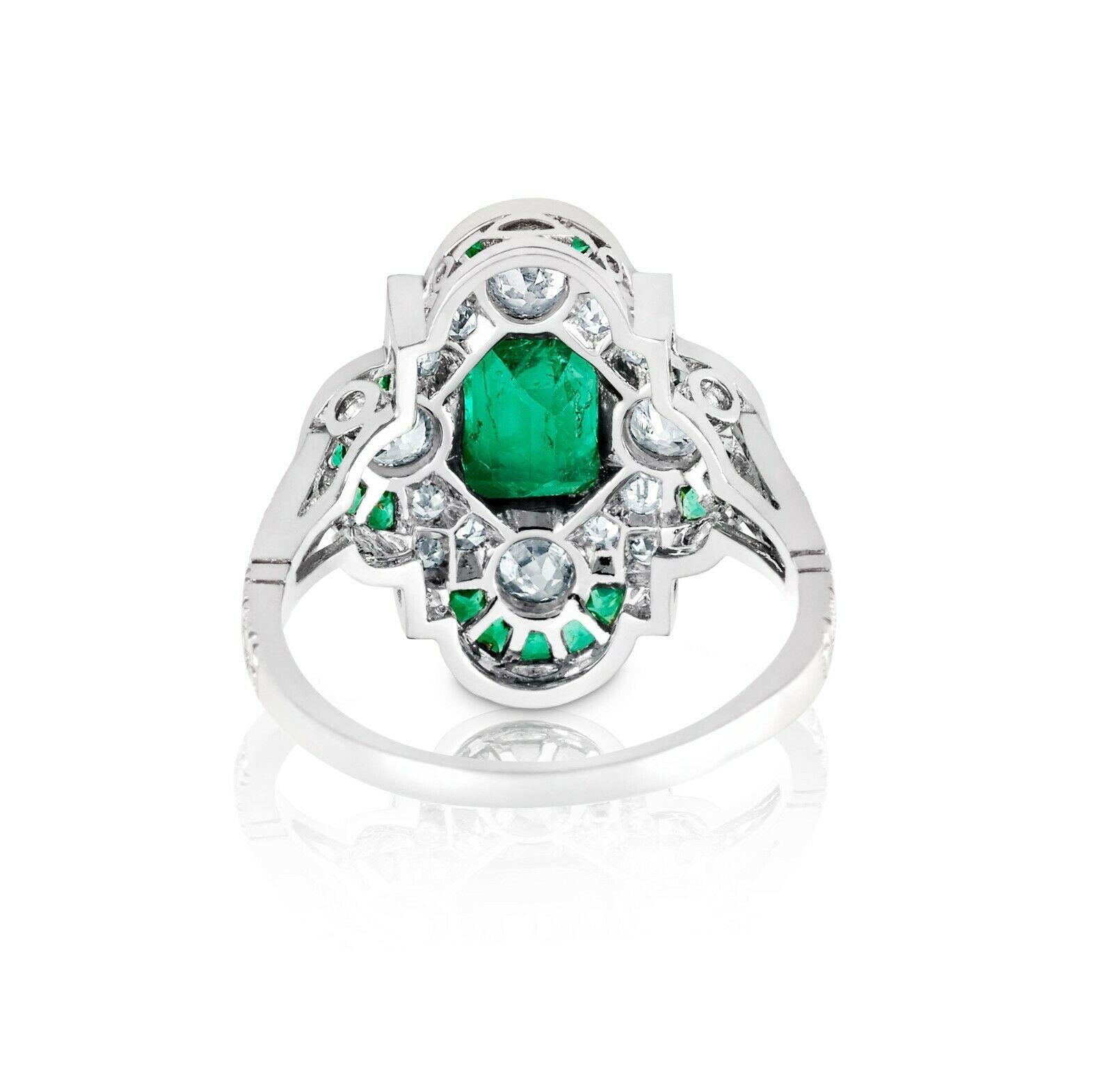 Verlobungsring im Art déco-Stil mit Smaragd und Diamant 2,08 TCW aus Platin im Zustand „Neu“ im Angebot in Los Angeles, CA