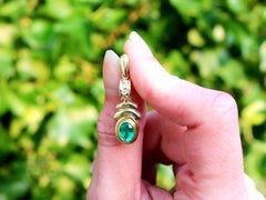 Diamante Esmeralda Estilo Art Déco  Pendientes de Gota en Oro Amarillo de 18k