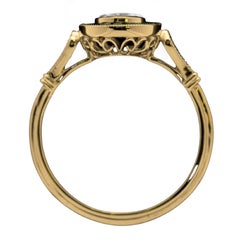 Art Deco Style Emerald Old Mine Cut Diamond Ring