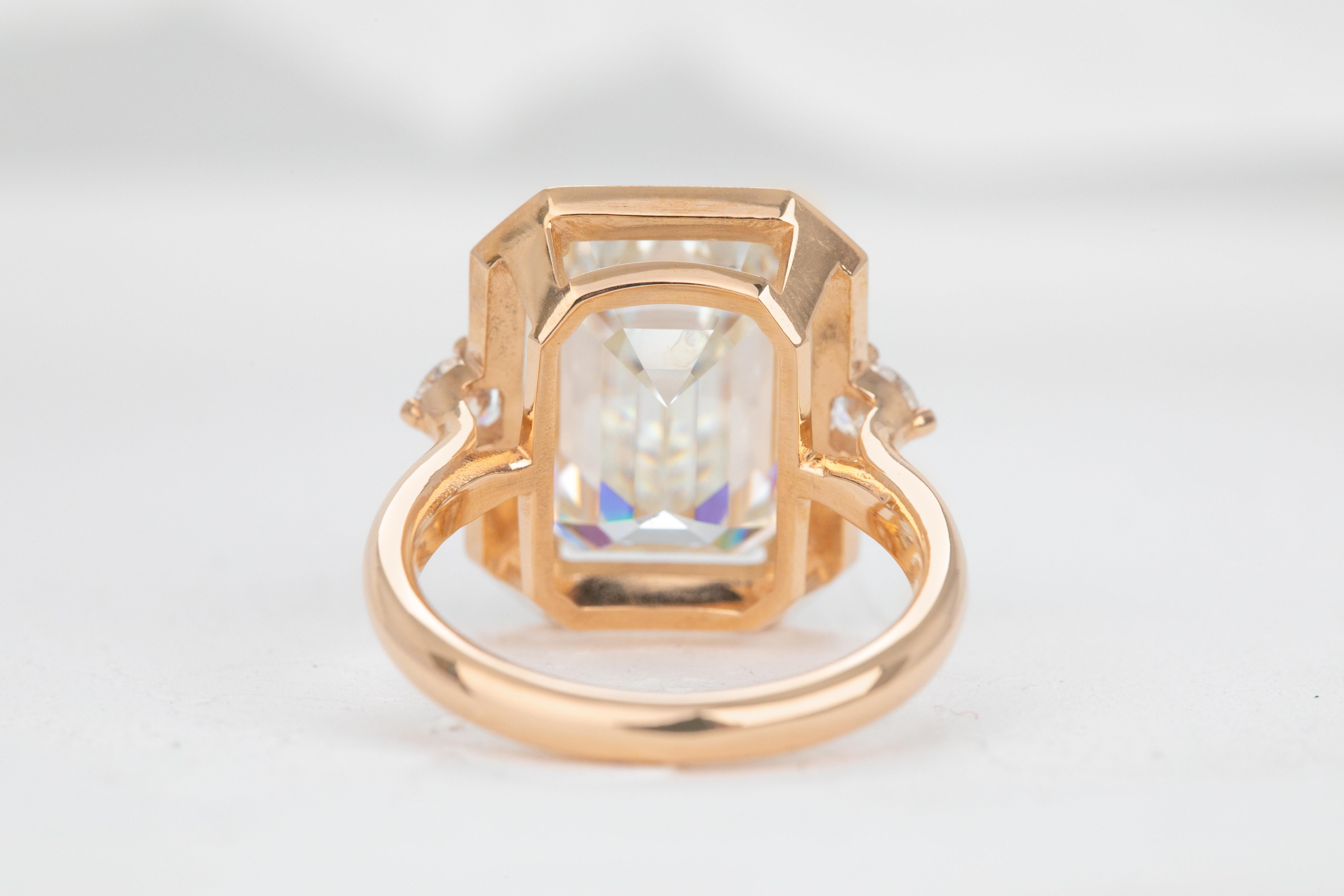 For Sale:  Art Deco Style, Enameled 14k Gold 7.00-8.00 ct Moissanite Coctail Ring 11