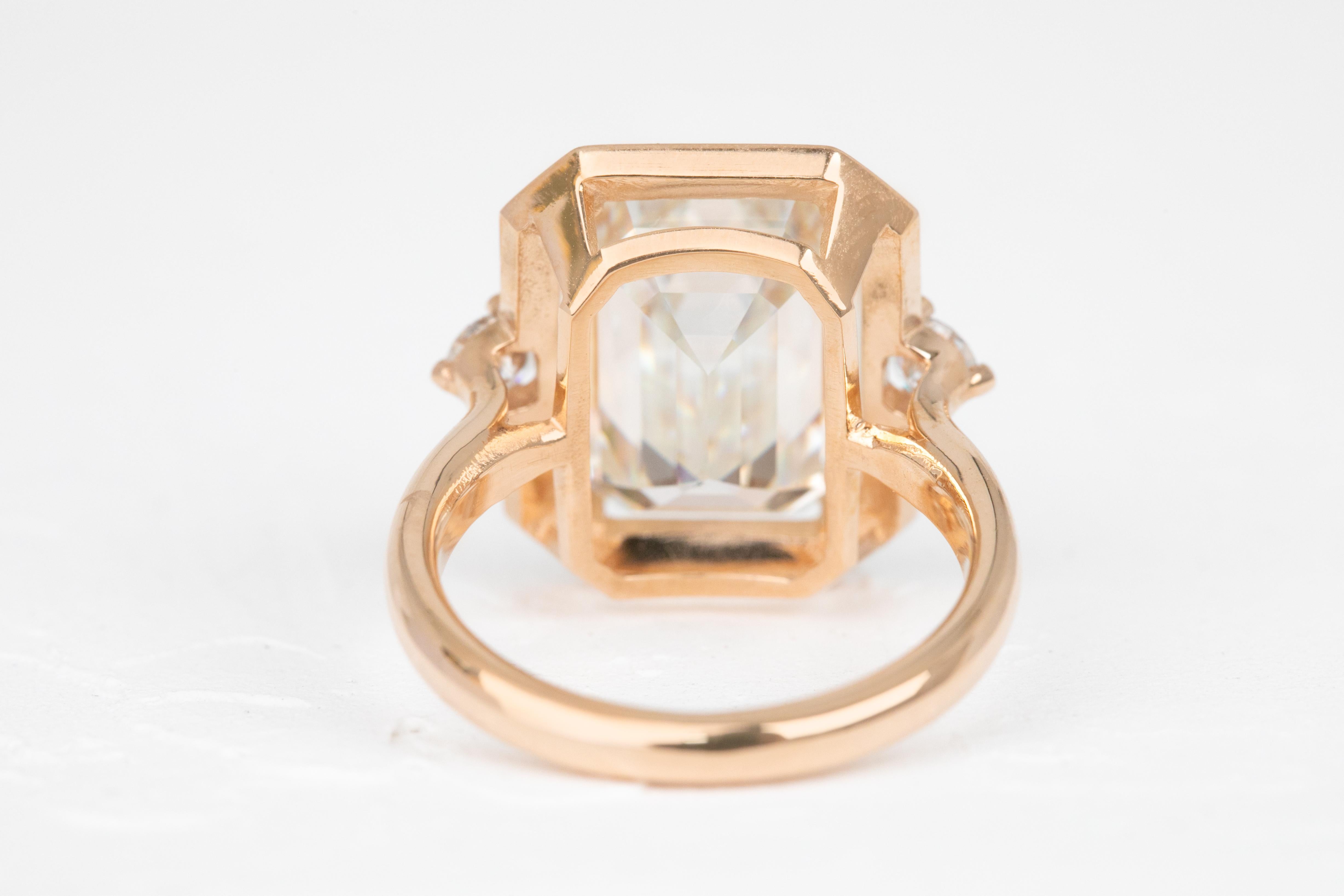 For Sale:  Art Deco Style, Enameled 14k Gold 7.00-8.00 ct Moissanite Coctail Ring 4