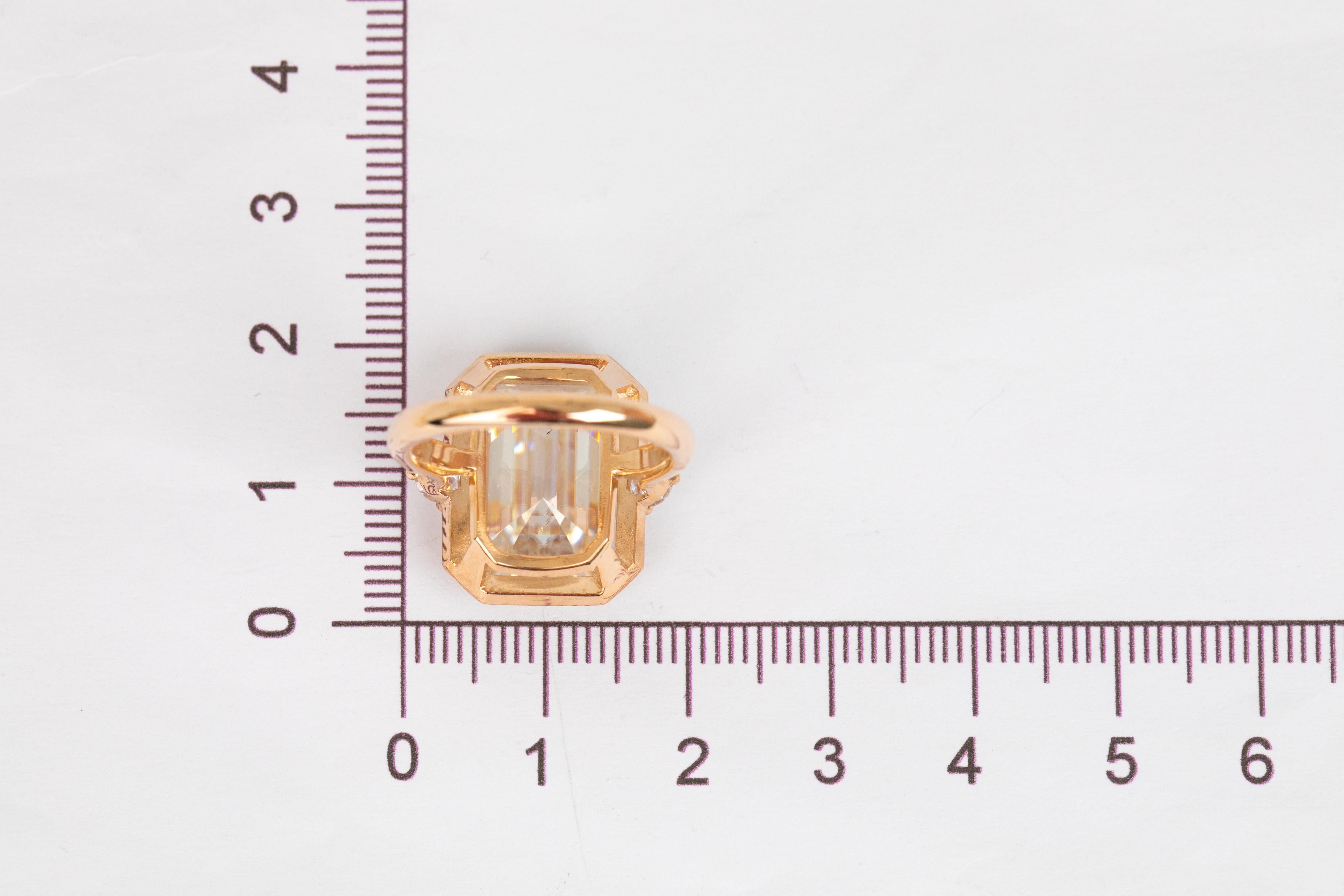 For Sale:  Art Deco Style, Enameled 14k Gold 7.00-8.00 ct Moissanite Coctail Ring 6