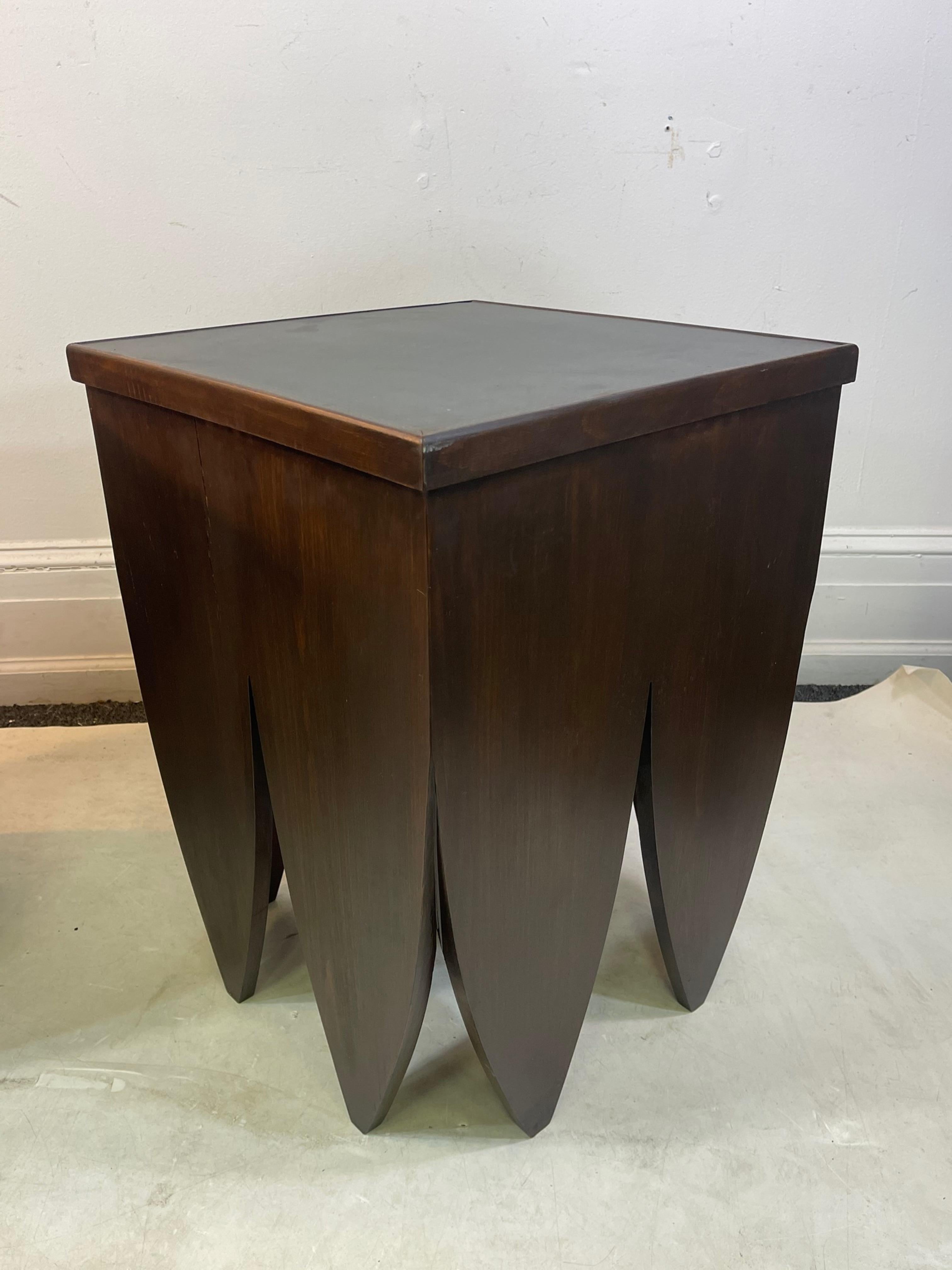 Art Deco Style End Tables with Leather Tops In Good Condition For Sale In New York, NY