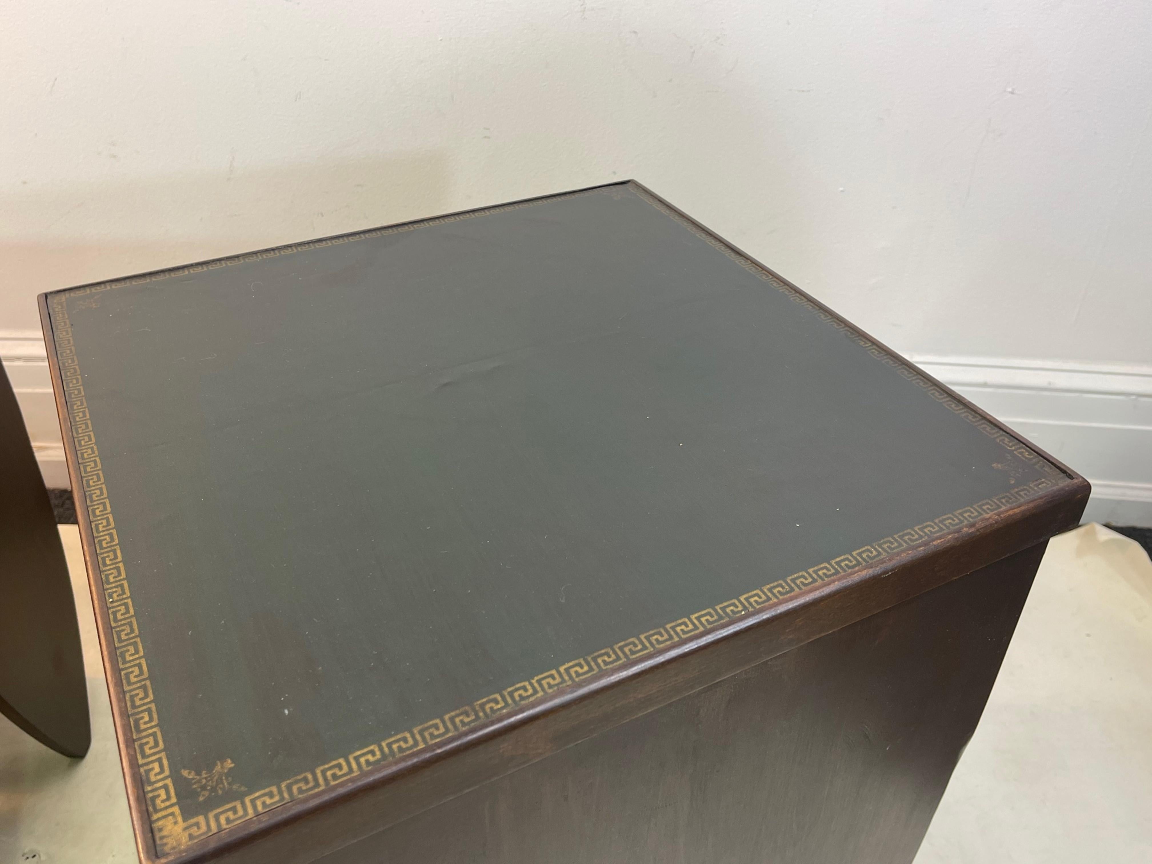 Art Deco Style End Tables with Leather Tops For Sale 1