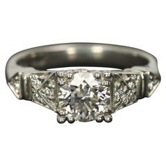 Art Deco Style Engagement Ring – 0.98ct Round Diamonds Platinum by Bracken