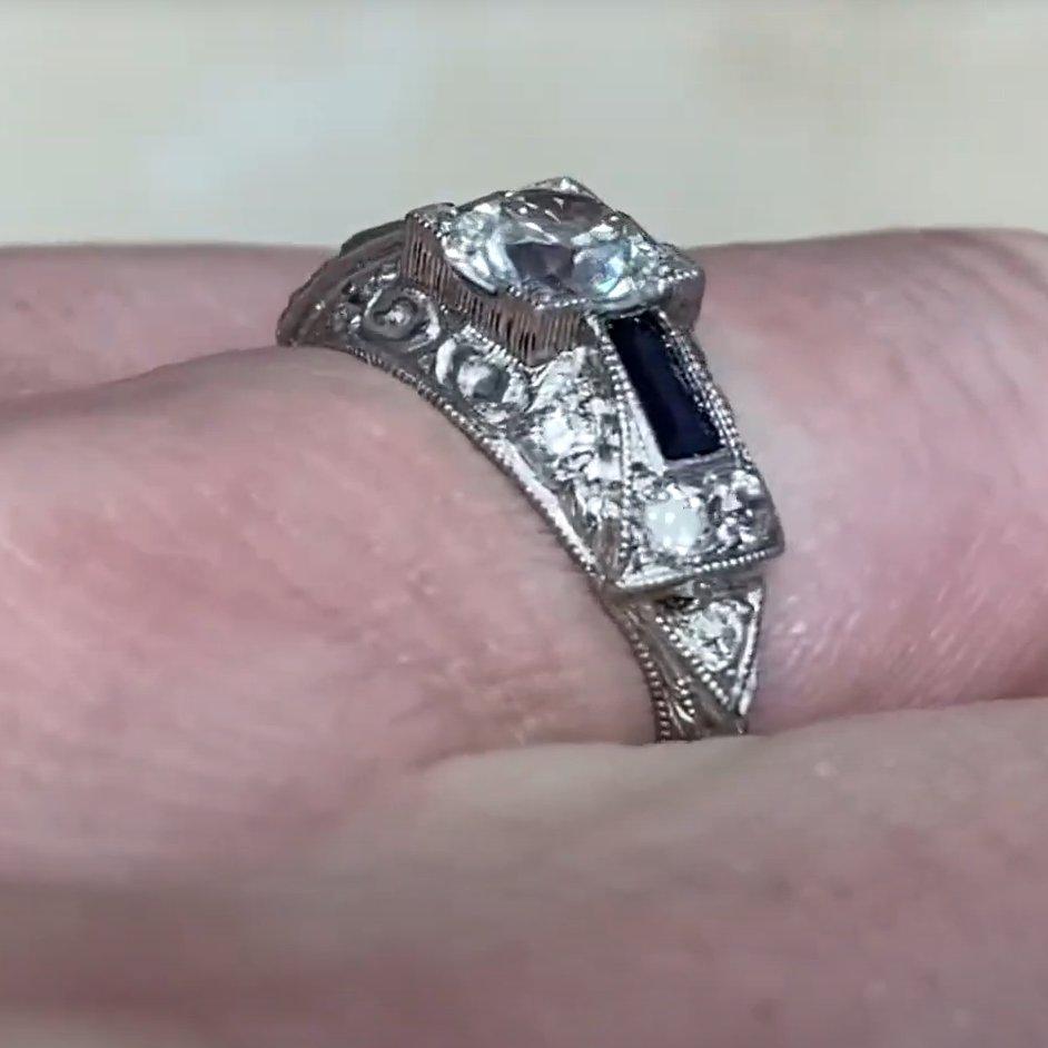 De las mujeres Anillo de compromiso estilo art déco (GIA aprox. 0,80 quilates) Diamante talla euro antiguo en venta