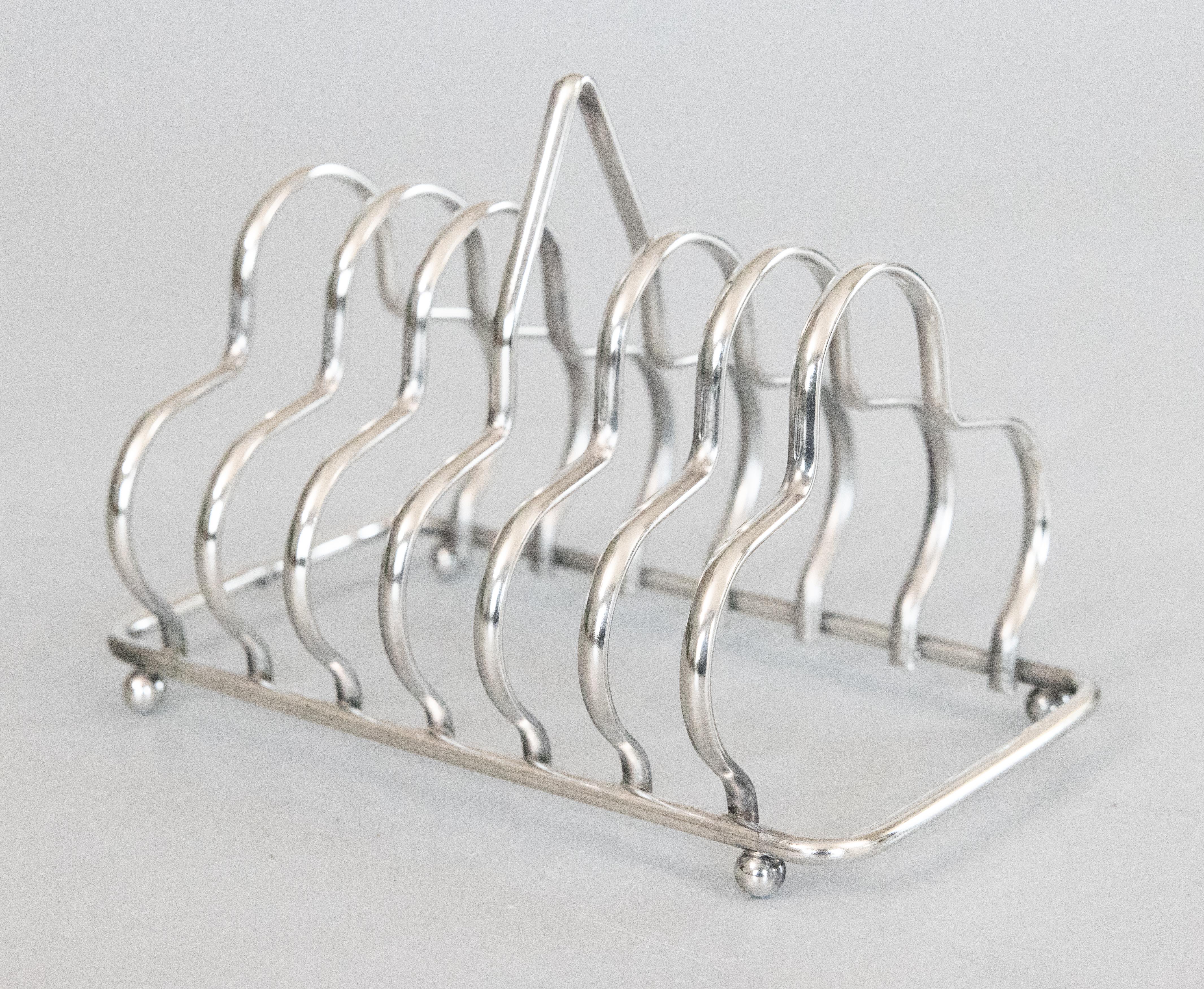 Porte-toast en métal argenté de style Art Deco en vente 1