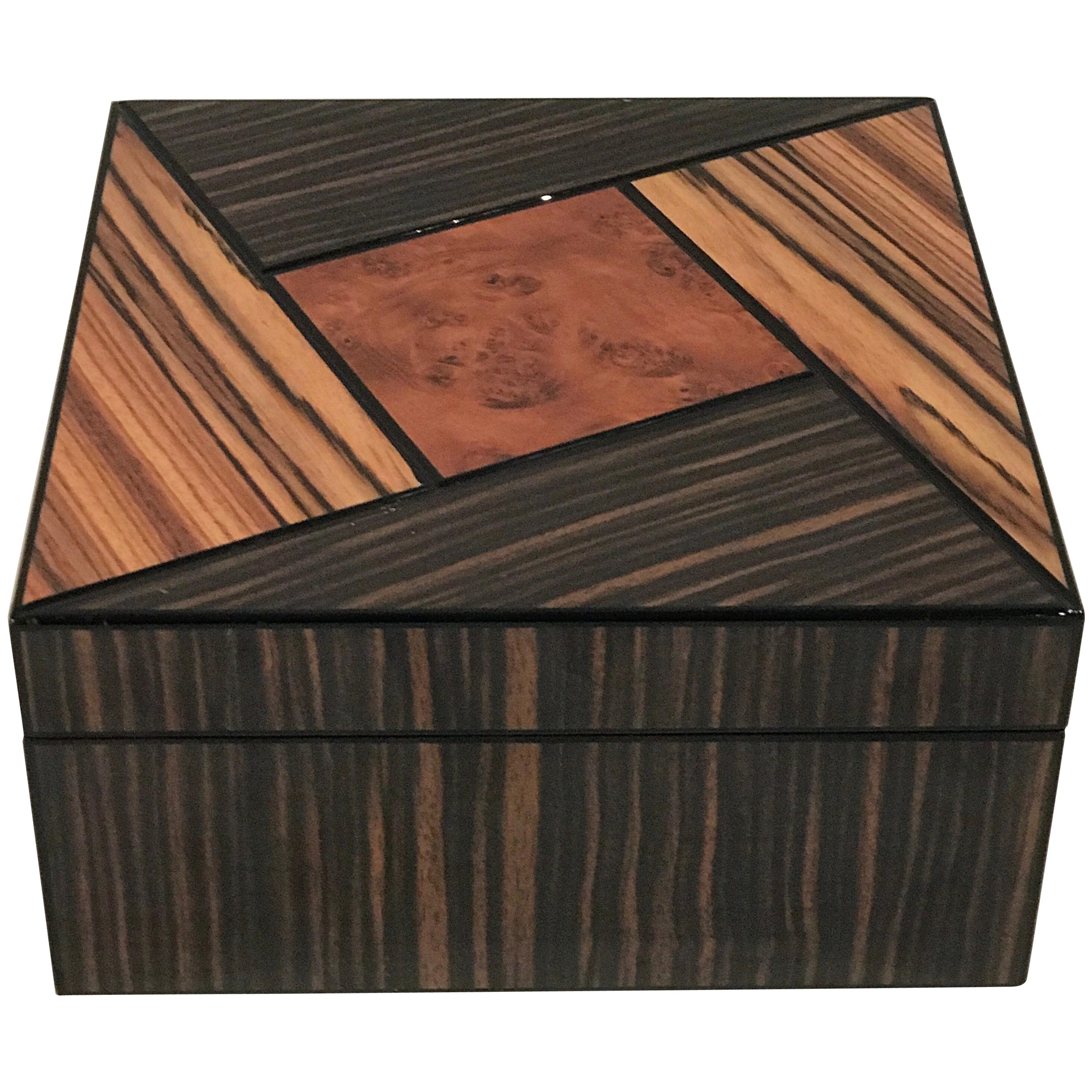 Art Deco Style Exotic Woods Box or Humidor