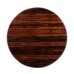 Art Deco Style Extendable Round Dining Table in Macassar Ebony w/ Tapered Legs