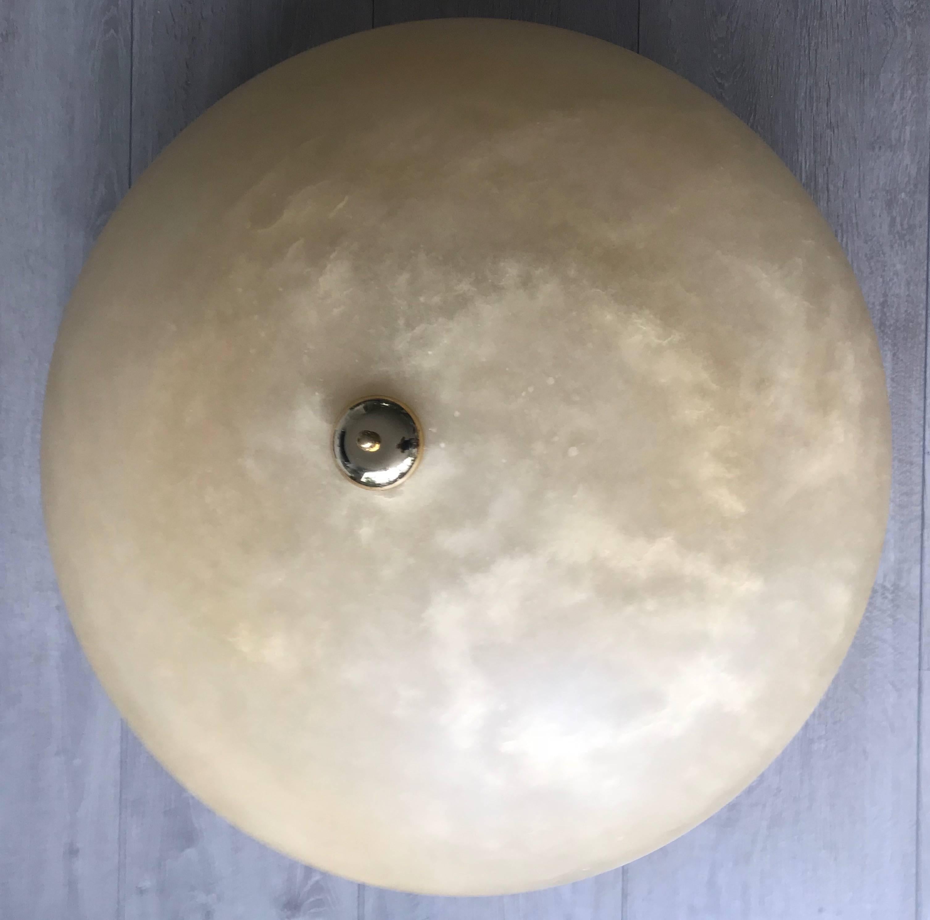 20th Century Art Deco Style Extra Large and Great Shape Alabaster Pendant or Flush Mount