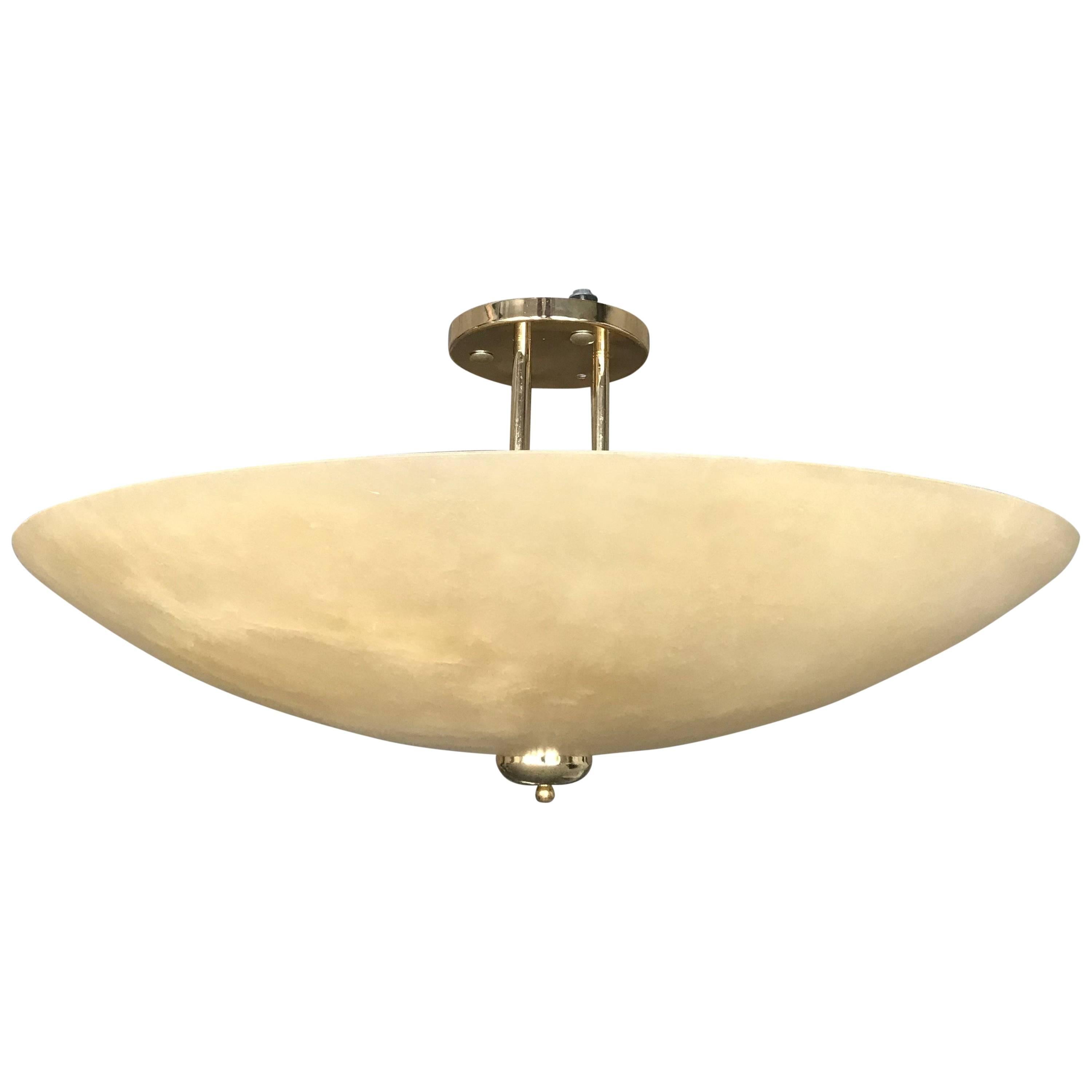 Art Deco Style Extra Large and Great Shape Alabaster Pendant or Flush Mount