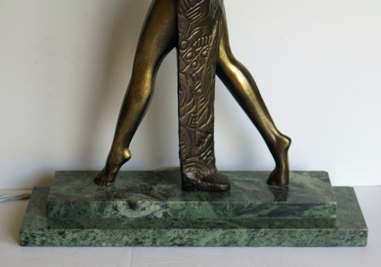Art Deco Style Fan Dancer Figurine Lamp after Max Le Verrier, Mid-20th Century For Sale 8