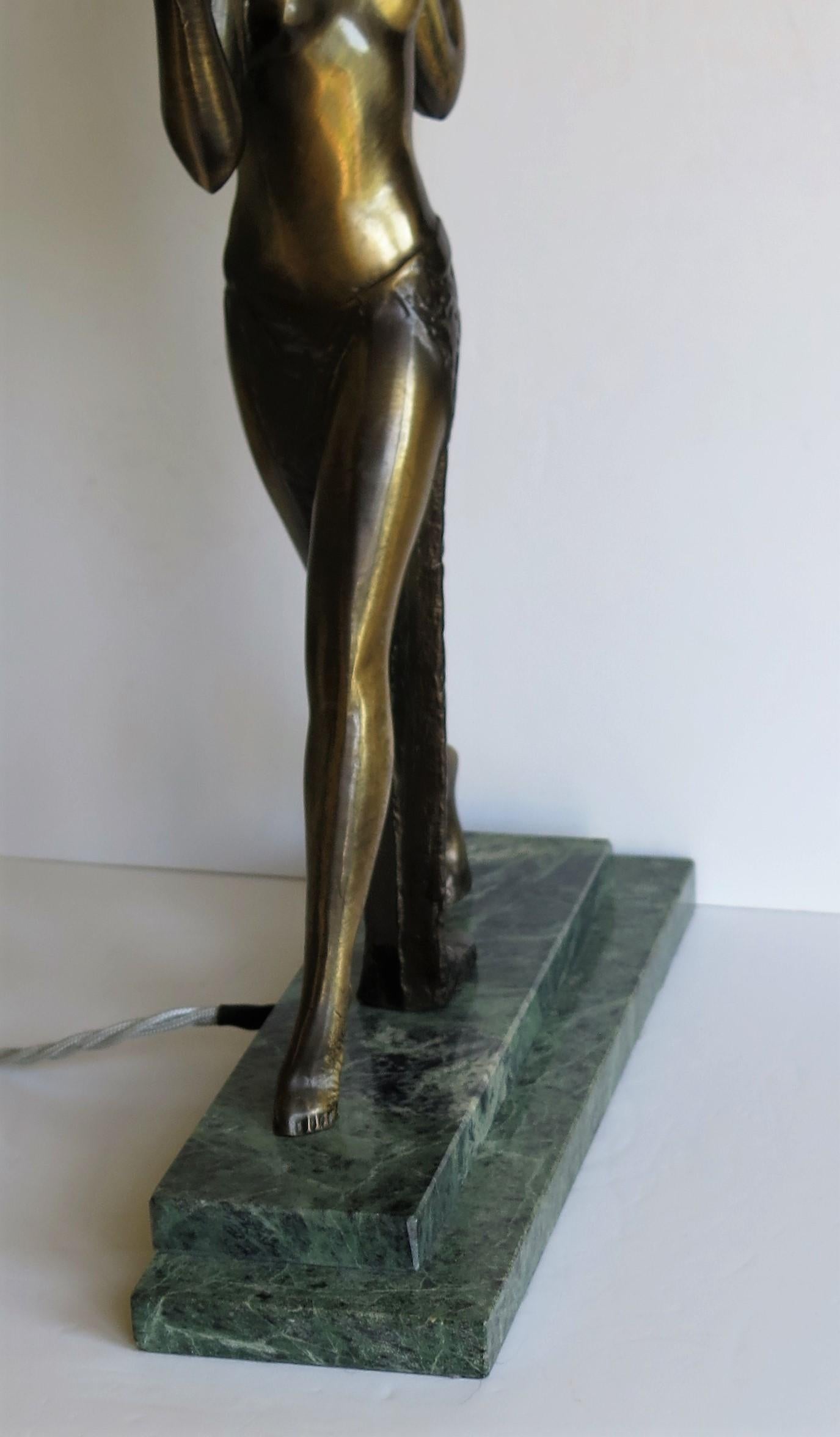 Art Deco Style Fan Dancer Figurine Lamp after Max Le Verrier, Mid-20th Century 6