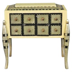 Art Deco Style Faux Painted and Silver Leafed Jewelry Box Casket