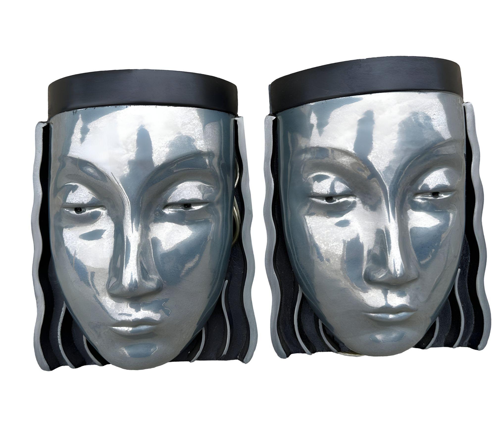 Lampada da parete a maschera femminile in stile Art Déco in vendita 1